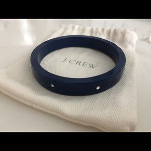 J Crew Navy Blue Bangle Bracelet with Rhinestones